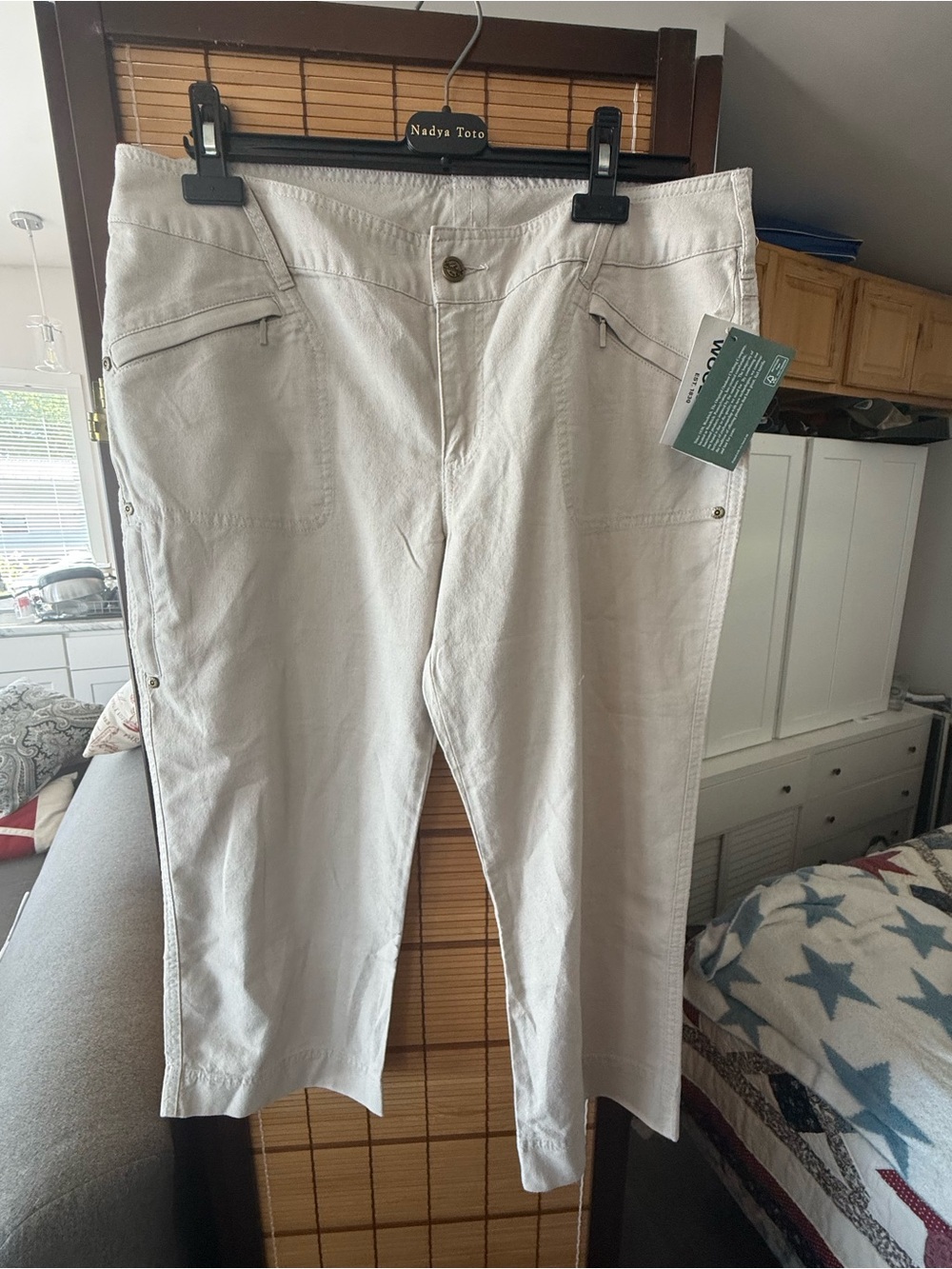 NWT Woolrich Women's Cream Cotton Cropped Pants